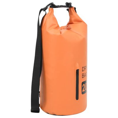 vidaXL Dry Bag with Zipper Orange 5.3 gal PVC
