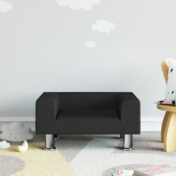 vidaXL Kids Sofa Black Velvet (100% polyester), solid pine wood, foam Mini