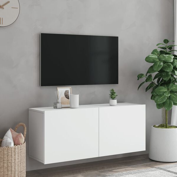vidaXL TV Cabinet White Engineered Wood Medium TV Cabinet Rectangular