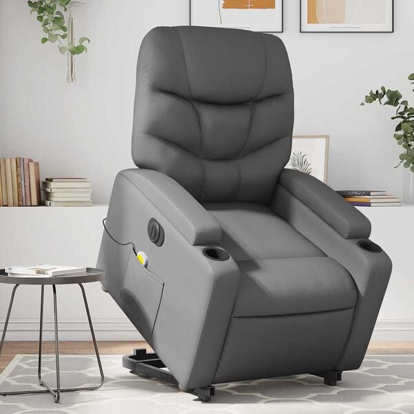 vidaXL Electric Stand Up Massage Recliner Chair Gray