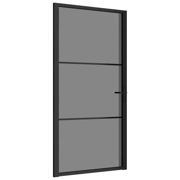 vidaXL Interior Door 40.4"x79.3" Black ESG Glass and Aluminum