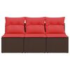 vidaXL Garden Sofa with Cushion 7 pcs Brown Poly rattan