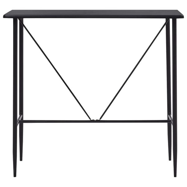 vidaXL Bar Table Black MDF with PVC coating, Powder-coated steel