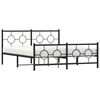 vidaXL Bed Frame Black Steel Queen Bed Frame Rectangular Industrial