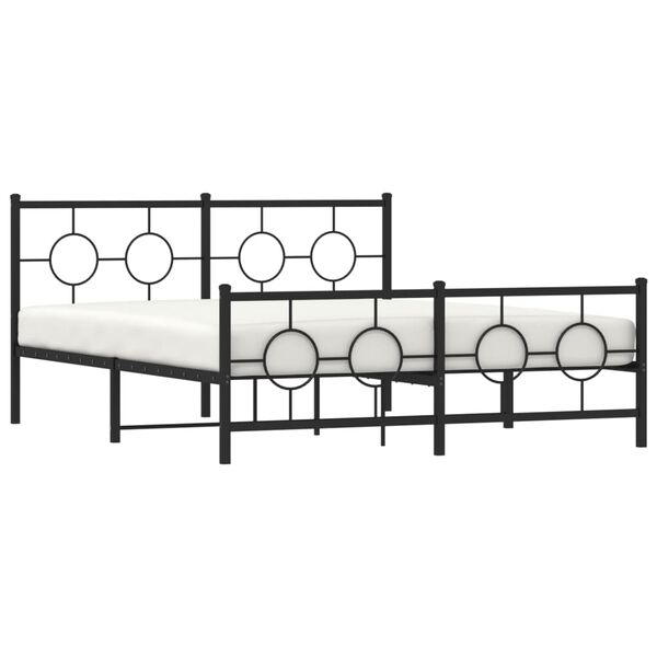 vidaXL Bed Frame Black Steel Queen Bed Frame Rectangular Industrial