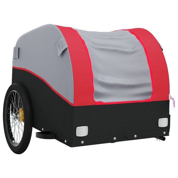 vidaXL Bike Trailer Black and Red 66.1 lb Iron