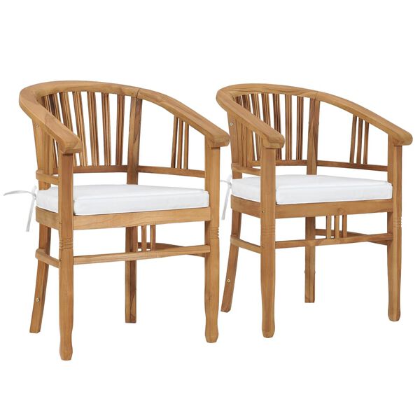 vidaXL Outdoor Chair Set of 2 Cream Solid teak wood Standard Durable