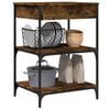 vidaXL Kitchen Trolley Smoked Oak 23.6"x18.9"x35.2" Engineered Wood