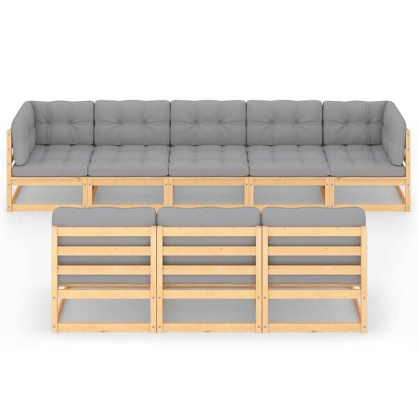 vidaXL Garden Lounge Set Natural Wood Solid Pine Wood, Polyester Large