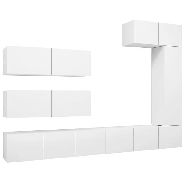 vidaXL TV Cabinet Set Set of 7 White Engineered wood Medium