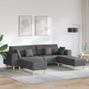 vidaXL Sofa with Cushion 3 pcs Dark Grey Fabric