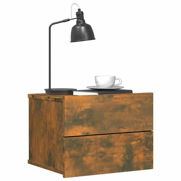 vidaXL Bedside Cabinet Set of 2 Smoked oak Engineered wood Storage