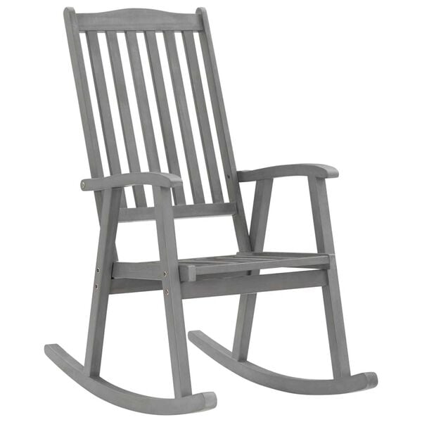 vidaXL Wooden Rocking Chair Grey Solid acacia wood Standard