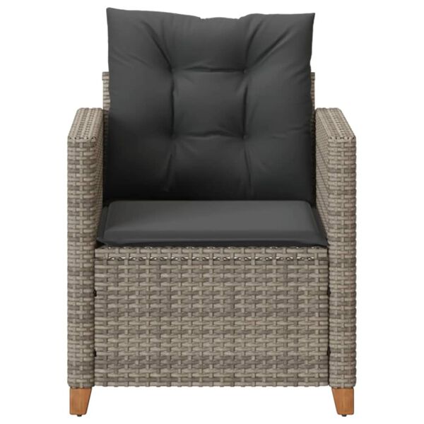 vidaXL Garden Chair Grey PE rattan Standard Removable Covers