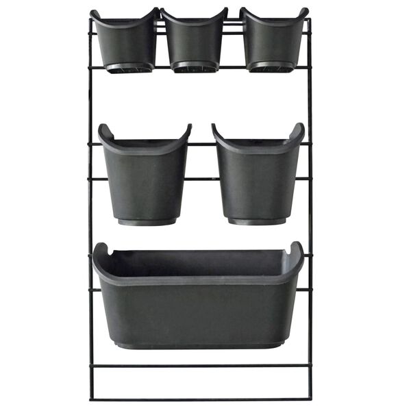 Nature Flower Pot Black Polypropylene with metal frame