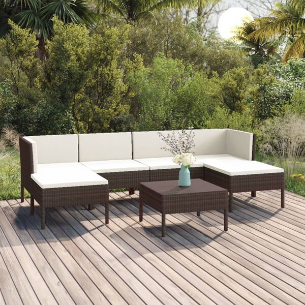 vidaXL Garden Lounge Set Brown, Cream White