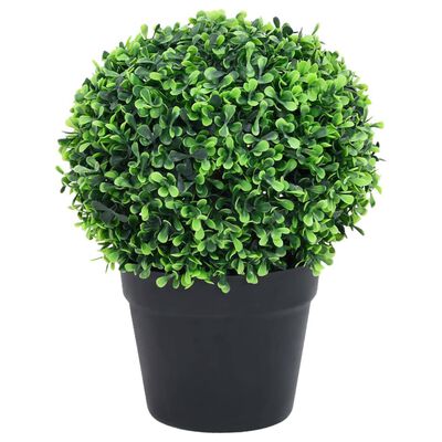 vidaXL Artificial Boxwood Plants 2 pcs with Pots Ball Shaped Green 14.6"