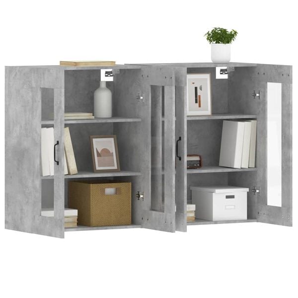 vidaXL Wall Mounted Cabinet Set of 2 Concrete gray