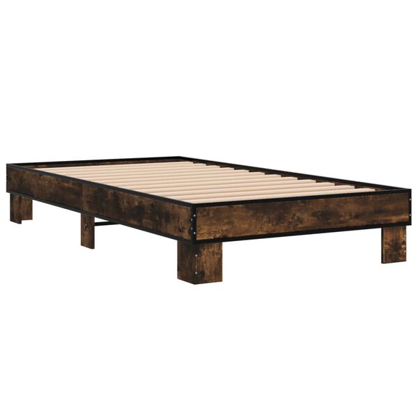 vidaXL Bed Frame Smoked Oak Engineered wood, Metal Small Single