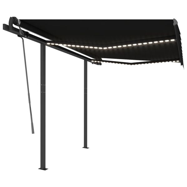 vidaXL Retractable Awning Anthracite Powder-coated aluminum, iron, polyester