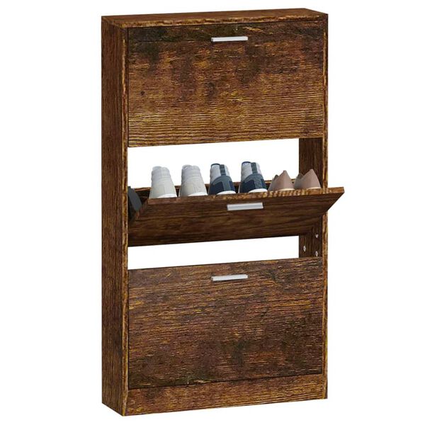 vidaXL Shoe Cabinet Smoked Oak Engineered Wood Medium Shoe Cabinet