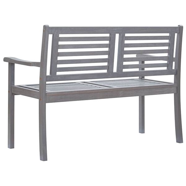 vidaXL Bench Grey Eucalyptus wood Medium Ergonomic Garden Bench