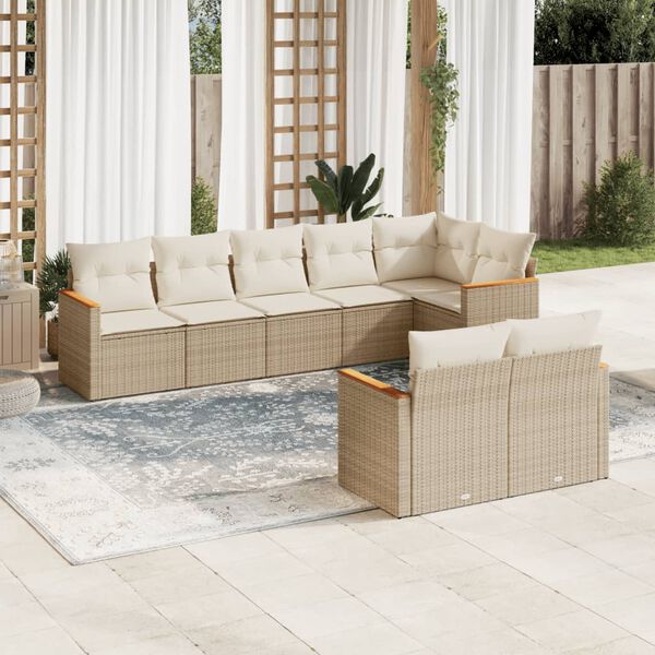 vidaXL Garden Sofa Set Beige, Cream White