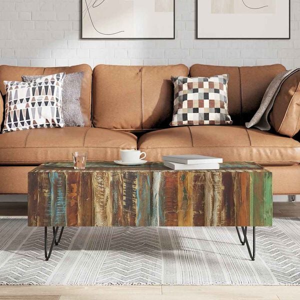vidaXL Coffee Table Multicolor Solid reclaimed wood and iron Medium