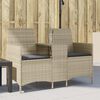vidaXL Patio Sofa 2-Seater with Table and Cushions Light Grey Poly Rattan