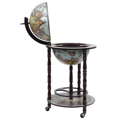 vidaXL Globe Bar Wine Stand Eucalyptus Wood Blue