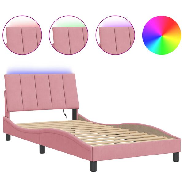 vidaXL Bed Frame Pink Velvet Twin Colorful Bed Frame Rectangular