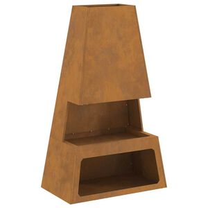 vidaXL Fire Pit Brown 23.62 x 13.78 x 39.37 in Steel