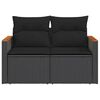 vidaXL Garden Sofa Black PE Rattan 2-Seater Modular Garden Sofa