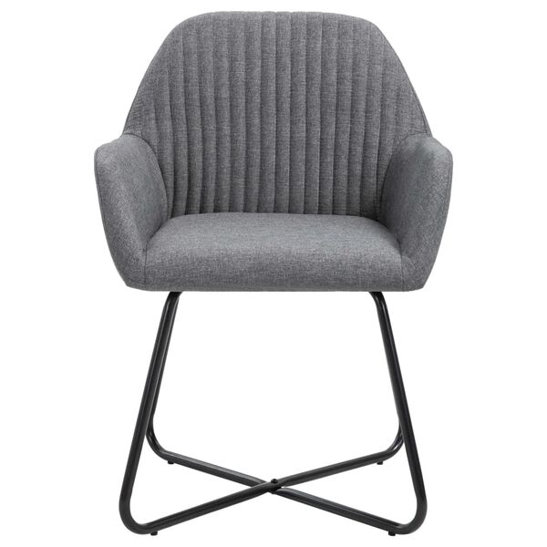vidaXL Dining Chair Set of 4 Dark Grey Fabric and powder-coated steel