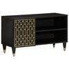vidaXL TV Cabinet Black, Natural Solid Mango Wood, Engineered Wood, Iron