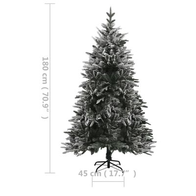 vidaXL Artificial Pre-lit Christmas Tree with Flocked Snow 70.9" PVC&PE
