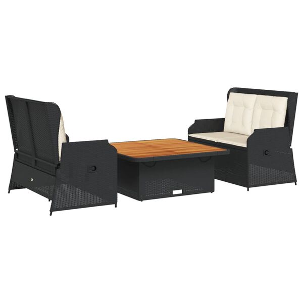 vidaXL Garden Lounge Set Black, Cream White
