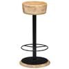 vidaXL Bar Chair Light Brown, Black Solid Mango Wood, Powder-Coated Iron