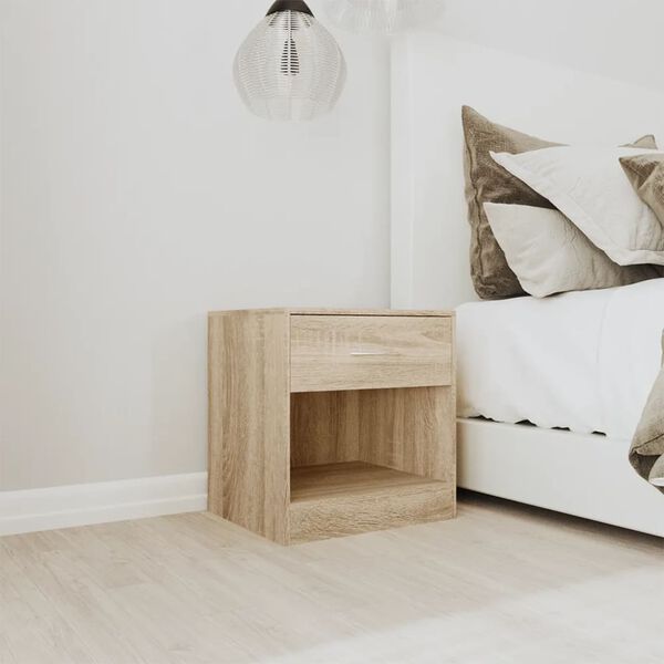 vidaXL Bedside Cabinet Set of 2 Oak Engineered wood, MDF Small
