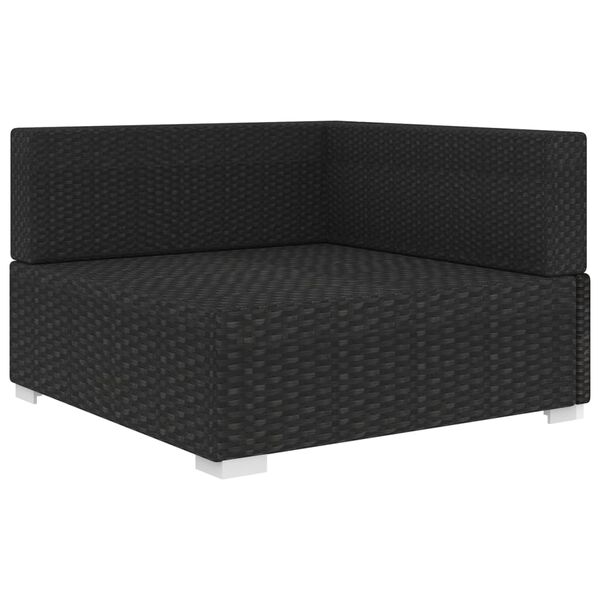 vidaXL Corner Seat Black PE rattan, powder-coated steel, polyester Small