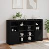 vidaXL Sideboard Set of 3 Black Engineered Wood, Glass Medium Storage