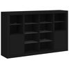 vidaXL Sideboard Set of 3 Black Engineered Wood, Glass Medium Storage