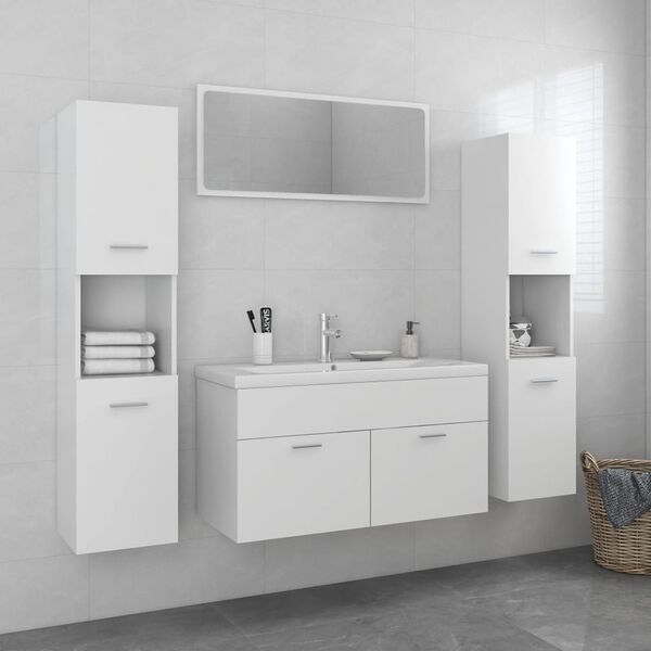 vidaXL Bathroom Furniture Set White Engineered wood, acrylic, ceramic