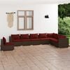 vidaXL Garden Lounge Set Brown PE rattan, powder-coated steel, fabric
