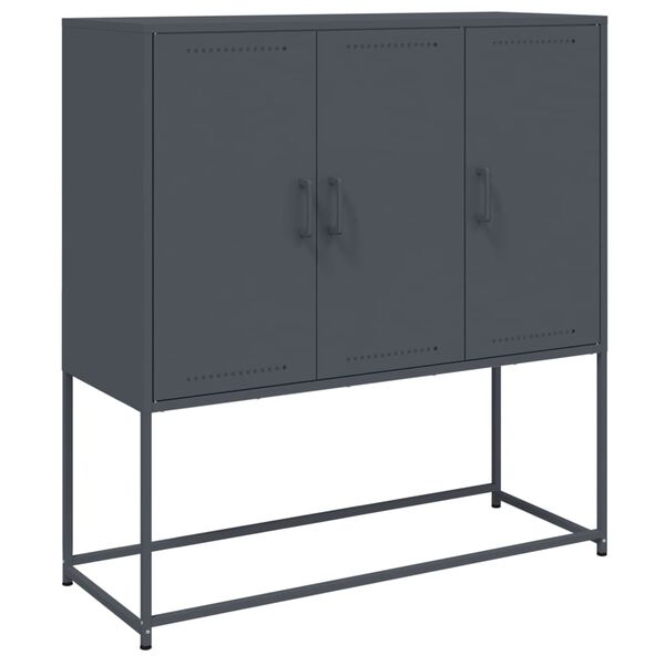 vidaXL Highboard Anthracite Steel Large Doors Highboard Rectangular