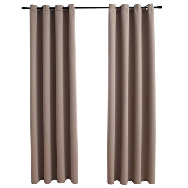 vidaXL Blackout Curtains with Metal Rings 2 pcs Taupe 55.1x88.6"