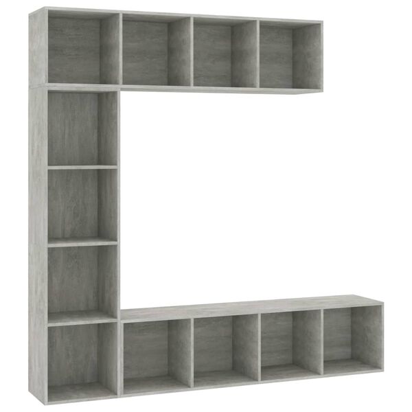 vidaXL Book Cabinet Set of 3 Concrete Grey Engineered wood