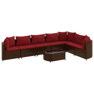 vidaXL Patio Sofa Set Set of 7 Brown, Cinnamon Red