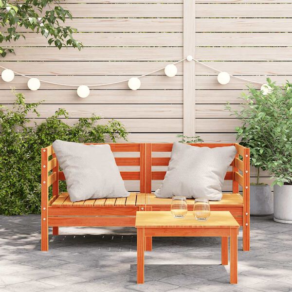 vidaXL Garden Sofa Set of 2 Wax Brown Solid Pine Wood Single Unit