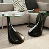 vidaXL Coffee Table Set of 2 High-gloss black Fiberglass, Tempered Glass